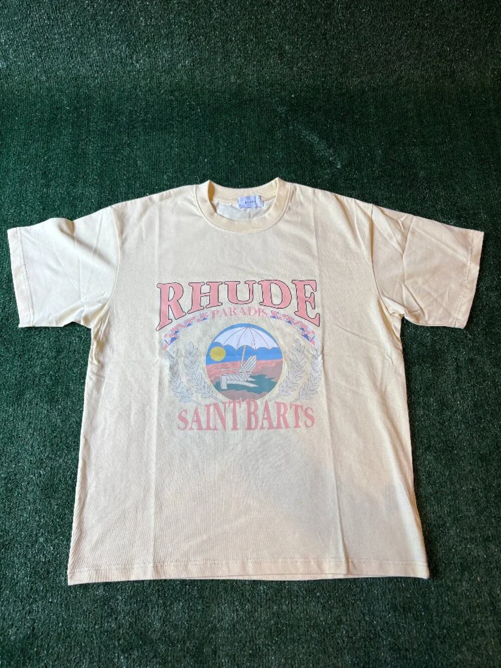 Rhude Saint Barts Graphic Tee Cream NWT - Picture 1 of 5